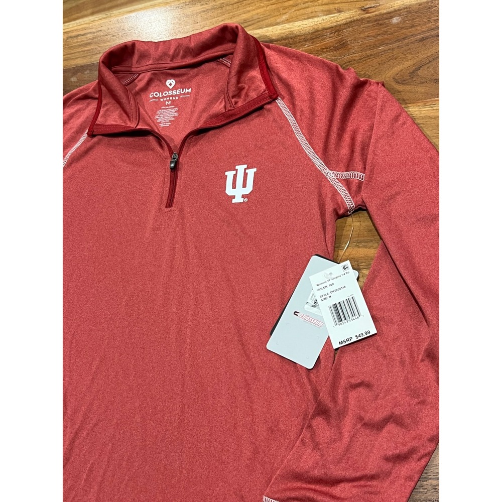 Colosseum Indiana University Hoosiers Womens Crimson Red Quarter Zip Pullover M - Picture 2 of 10